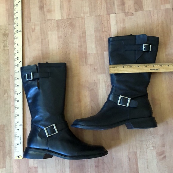 Matisse Riding Adjustable Silver Buckles Zip Side Leather Black Boots Size 8.5 - Picture 12 of 14